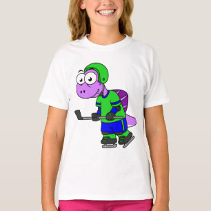 Illustration Of A Spinosaurus Hockey Player. T-Shirt