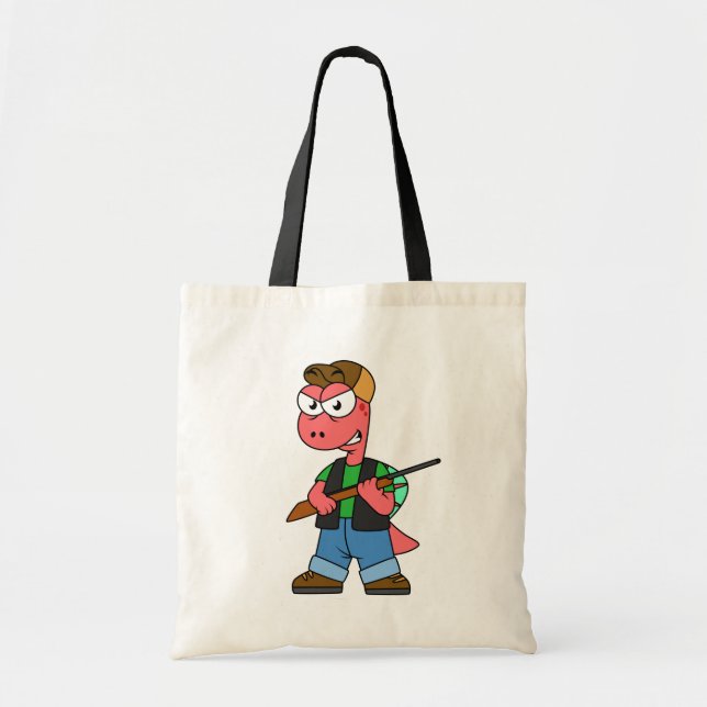 Illustration Of A Spinosaurus Hunter With Gun. Tote Bag (Front)