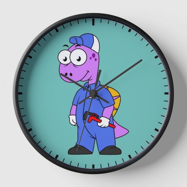 Illustration Of A Spinosaurus Plumber. Clock (Front)