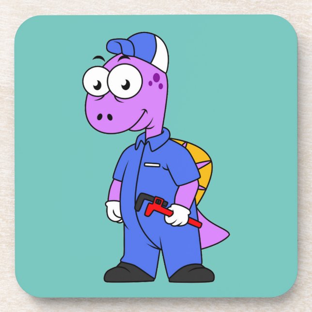 Illustration Of A Spinosaurus Plumber. Coaster (Front)