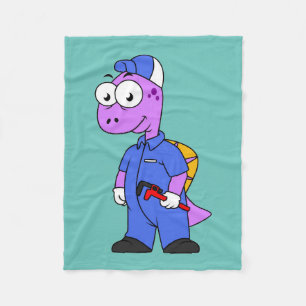 Illustration Of A Spinosaurus Plumber. Fleece Blanket