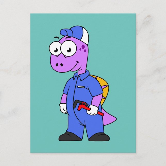 Illustration Of A Spinosaurus Plumber. Postcard (Front)