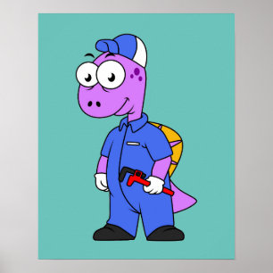 Illustration Of A Spinosaurus Plumber. Poster