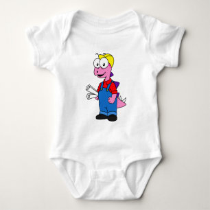 Illustration Of A Stegosaurus Construction Worker. Baby Bodysuit