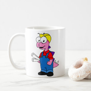 Illustration Of A Stegosaurus Construction Worker. Coffee Mug