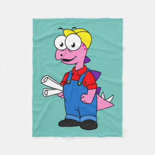 Illustration Of A Stegosaurus Construction Worker. Fleece Blanket