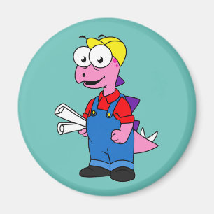Illustration Of A Stegosaurus Construction Worker. Magnet