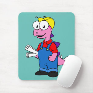 Illustration Of A Stegosaurus Construction Worker. Mouse Mat