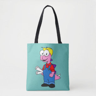 Illustration Of A Stegosaurus Construction Worker. Tote Bag