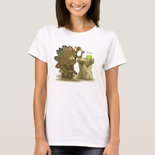 Illustration Of A Stegosaurus Drinking A Beverage. T-Shirt