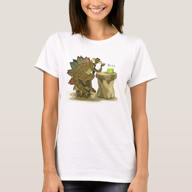 Illustration Of A Stegosaurus Drinking A Beverage. T-Shirt (Front)