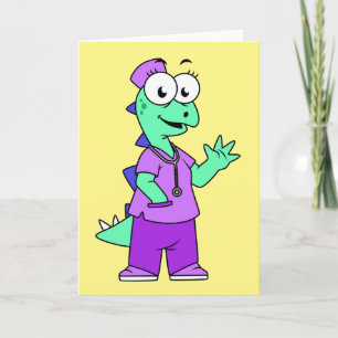 Illustration Of A Stegosaurus Nurse. Card