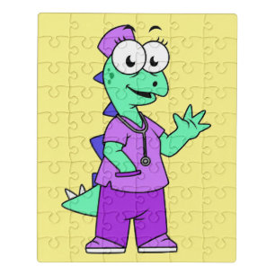 Illustration Of A Stegosaurus Nurse. Jigsaw Puzzle
