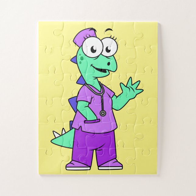 Illustration Of A Stegosaurus Nurse. Jigsaw Puzzle (Vertical)