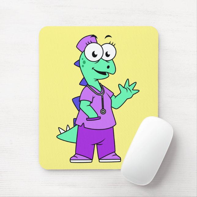 Illustration Of A Stegosaurus Nurse. Mouse Mat (With Mouse)