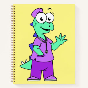 Illustration Of A Stegosaurus Nurse. Notebook