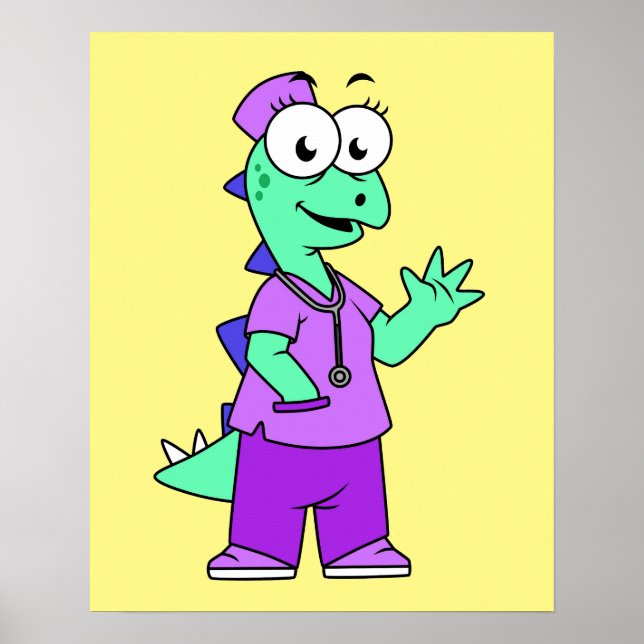 Illustration Of A Stegosaurus Nurse. Poster (Front)