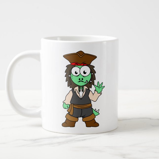 Illustration Of A Stegosaurus Pirate, Jack Sparrow Large Coffee Mug (Left)