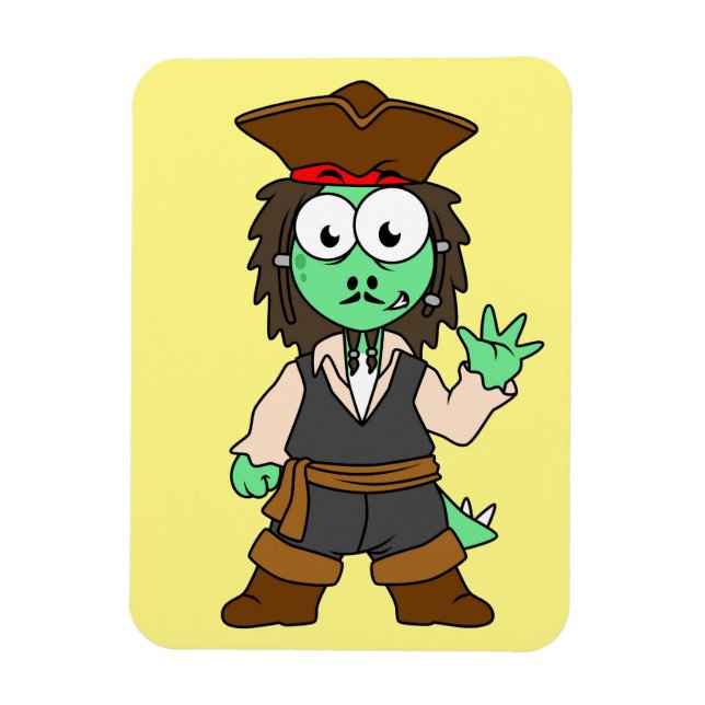Illustration Of A Stegosaurus Pirate, Jack Sparrow Magnet (Vertical)