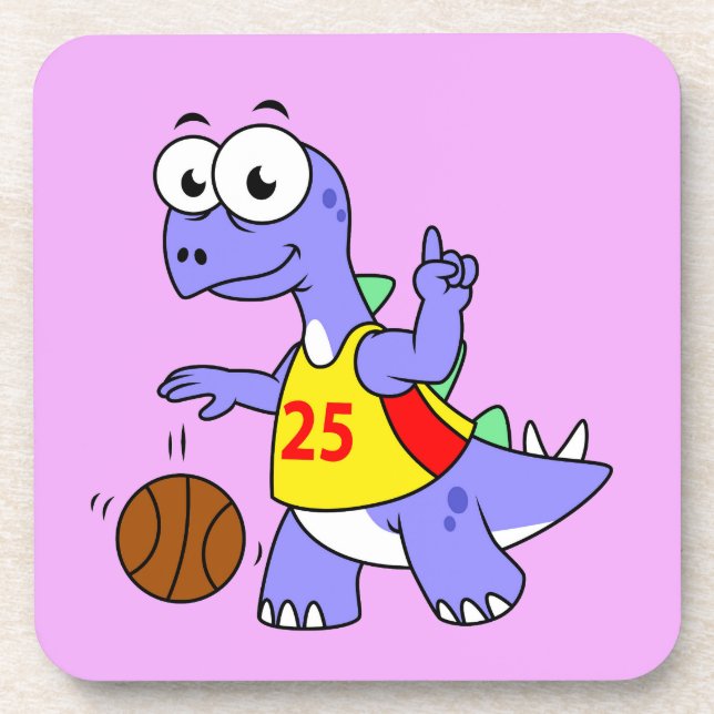 Illustration Of A Stegosaurus Playing Basketball. Coaster (Front)