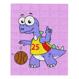 Illustration Of A Stegosaurus Playing Basketball. Jigsaw Puzzle