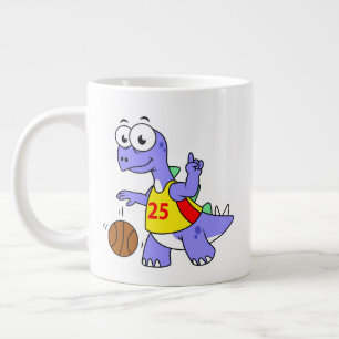 Illustration Of A Stegosaurus Playing Basketball. Large Coffee Mug