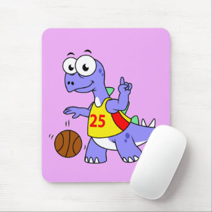 Illustration Of A Stegosaurus Playing Basketball. Mouse Mat