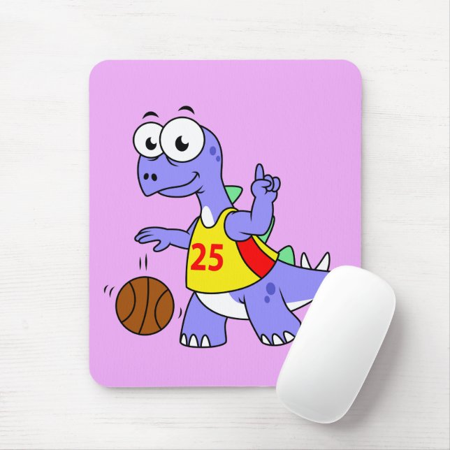 Illustration Of A Stegosaurus Playing Basketball. Mouse Mat (With Mouse)