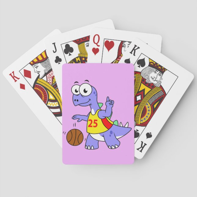 Illustration Of A Stegosaurus Playing Basketball. Playing Cards (Back)