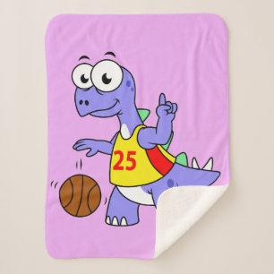 Illustration Of A Stegosaurus Playing Basketball. Sherpa Blanket