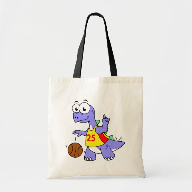 Illustration Of A Stegosaurus Playing Basketball. Tote Bag (Front)