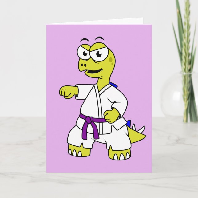 Illustration Of A Stegosaurus Practicing Karate. Card (Front)