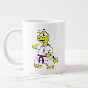 Illustration Of A Stegosaurus Practicing Karate. Large Coffee Mug