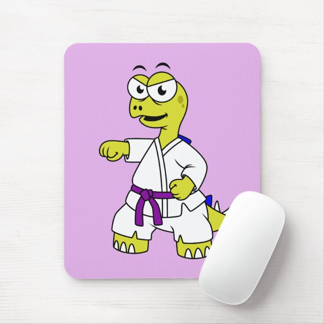 Illustration Of A Stegosaurus Practicing Karate. Mouse Mat (With Mouse)