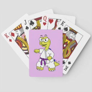 Illustration Of A Stegosaurus Practicing Karate. Playing Cards