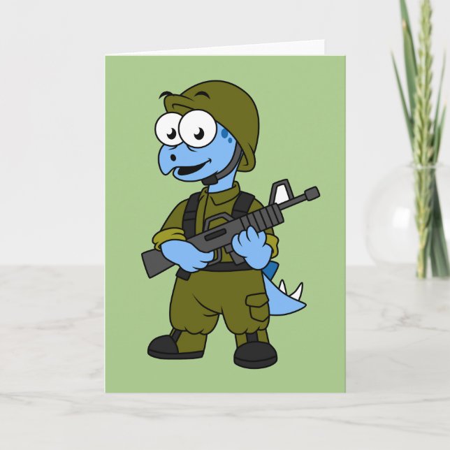 Illustration Of A Stegosaurus Soldier. Card (Front)