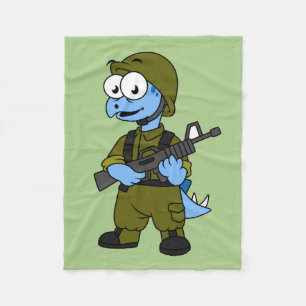 Illustration Of A Stegosaurus Soldier. Fleece Blanket