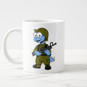 Illustration Of A Stegosaurus Soldier. Large Coffee Mug