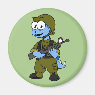 Illustration Of A Stegosaurus Soldier. Magnet
