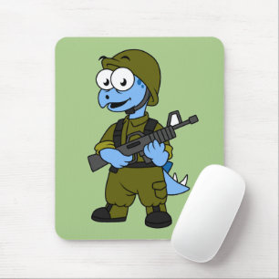 Illustration Of A Stegosaurus Soldier. Mouse Mat