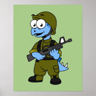 Illustration Of A Stegosaurus Soldier. Poster