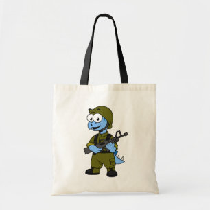 Illustration Of A Stegosaurus Soldier. Tote Bag
