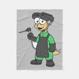 Illustration Of A Stegosaurus Welder. Fleece Blanket