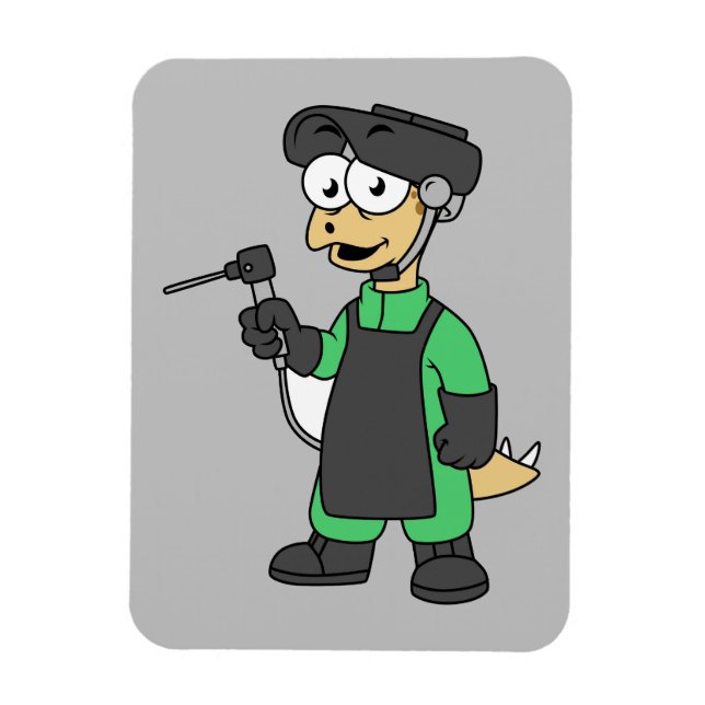 Illustration Of A Stegosaurus Welder. Magnet (Vertical)