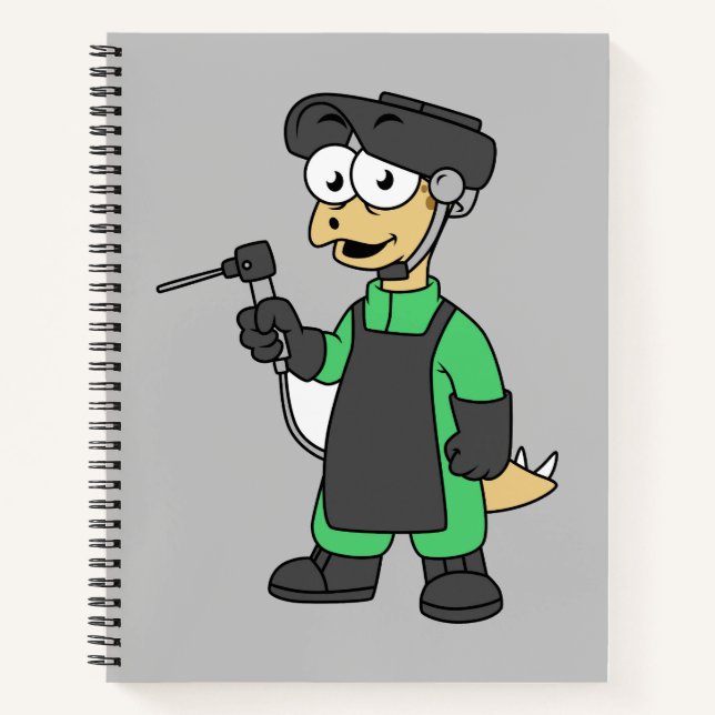 Illustration Of A Stegosaurus Welder. Notebook (Front)