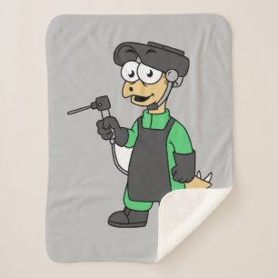 Illustration Of A Stegosaurus Welder. Sherpa Blanket