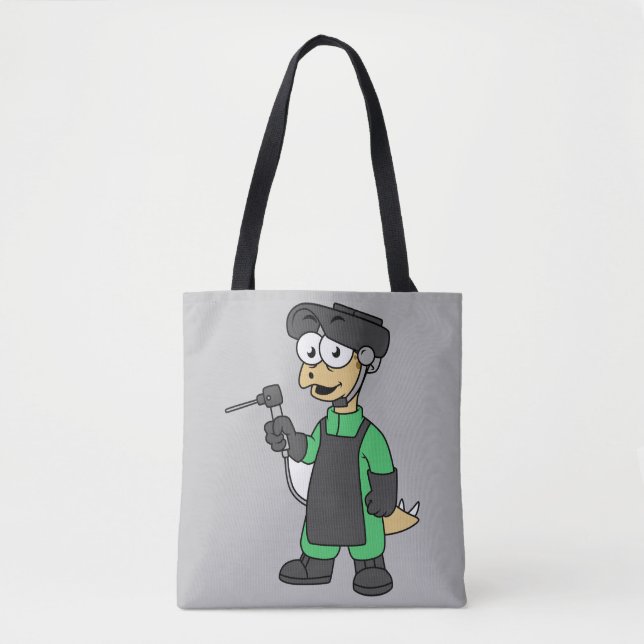 Illustration Of A Stegosaurus Welder. Tote Bag (Front)