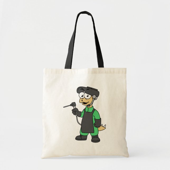 Illustration Of A Stegosaurus Welder. Tote Bag (Front)