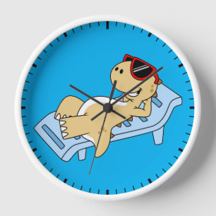 Illustration Of A Sunbathing Tyrannosaurus Rex. Clock
