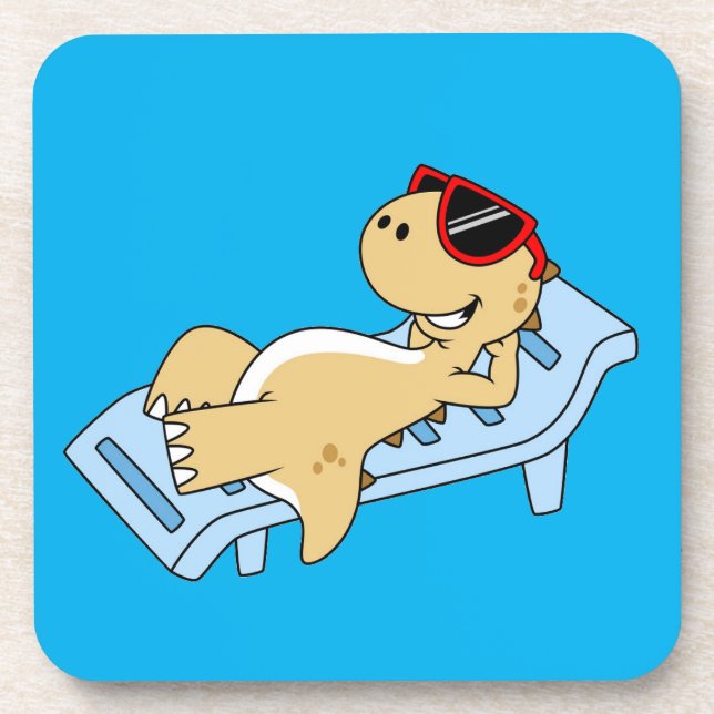 Illustration Of A Sunbathing Tyrannosaurus Rex. Coaster (Front)